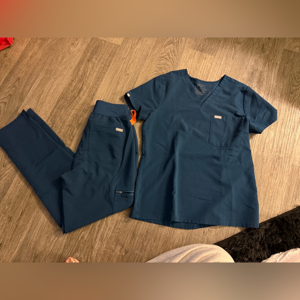 Figs Teal Scrub Top